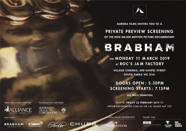 Brabham Movie VIP Private Preview Screening!